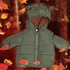 NEW Baby’s First Impressions Green Hooded Fleece Lined Jacket Boy Girl Winter